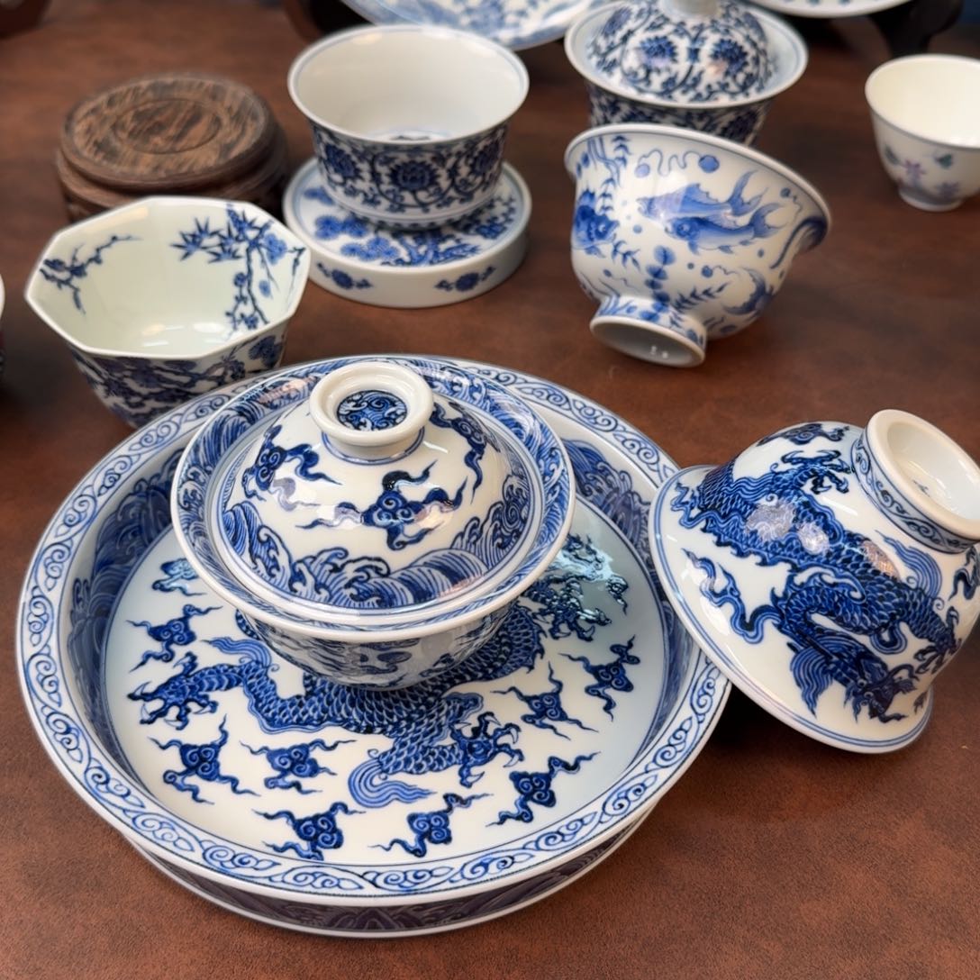 陶摆件龙纹套组三件套