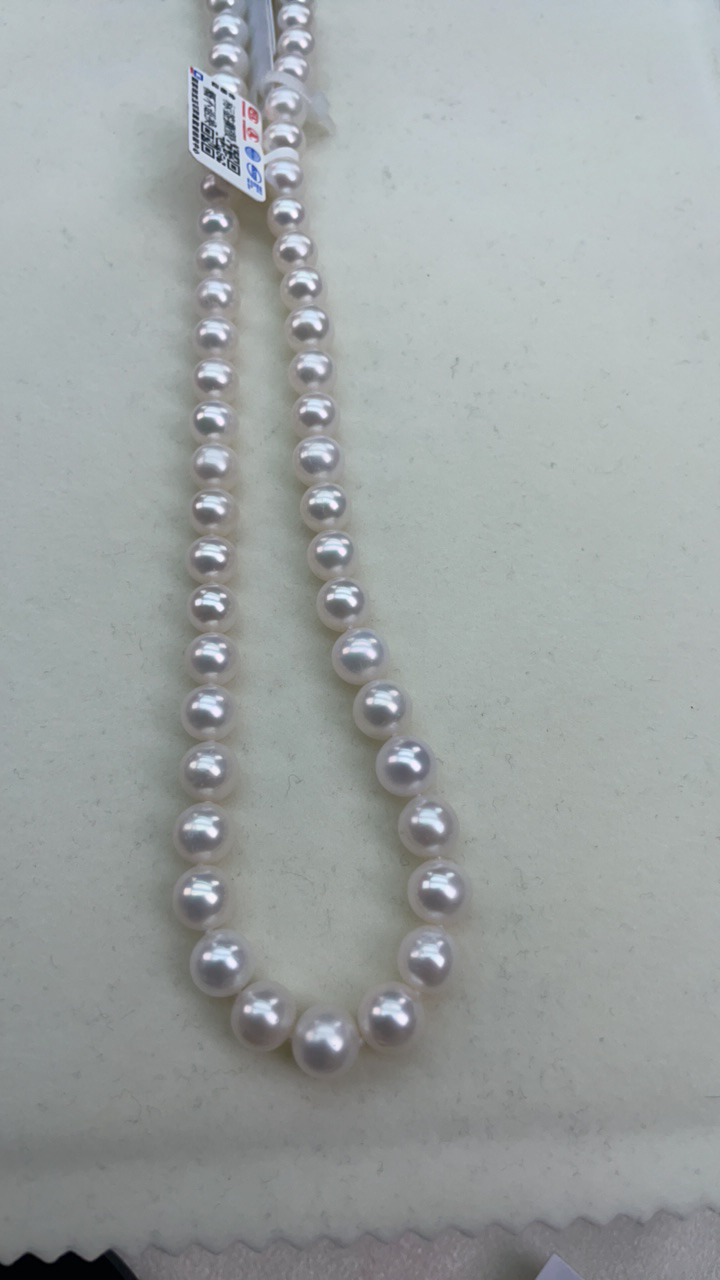 8/9正圆缎面丝绸冷白极微瑕项链