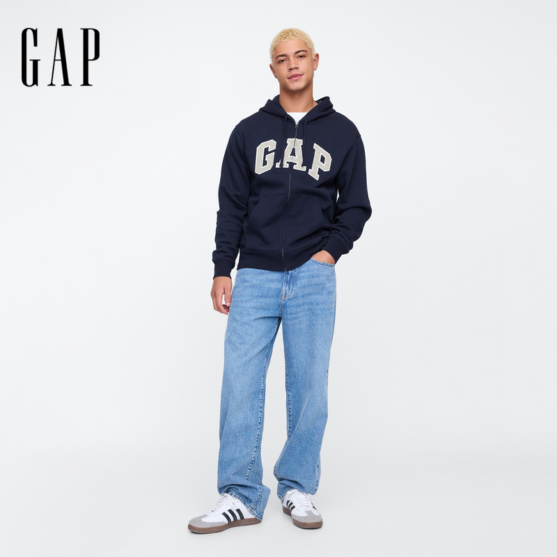 Gap男女装2025秋季新款LOGO拉链抓绒宽松卫衣休闲外套美版851516
