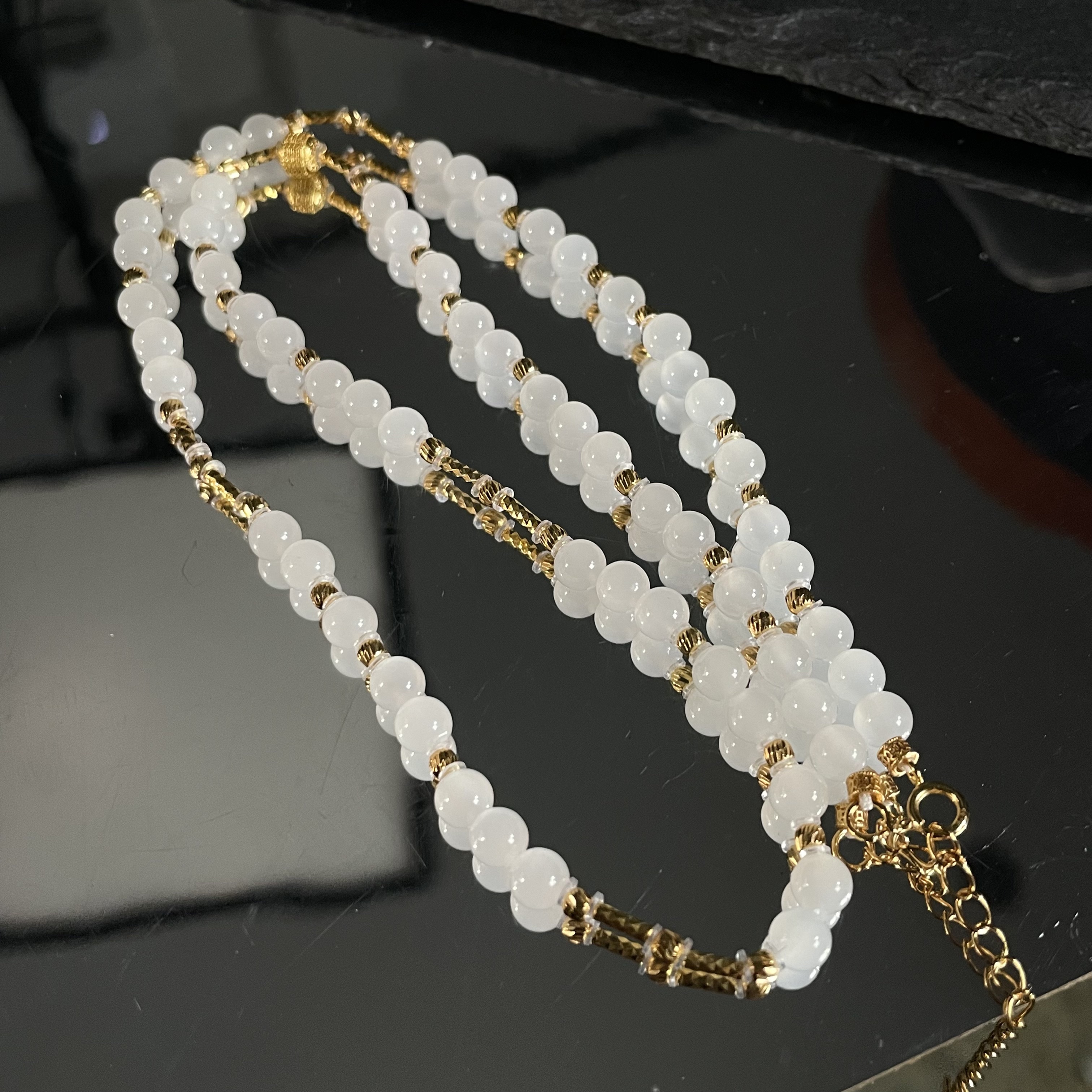 精挑特级白玉老料冰底项链s925珠径5mm KT25062228