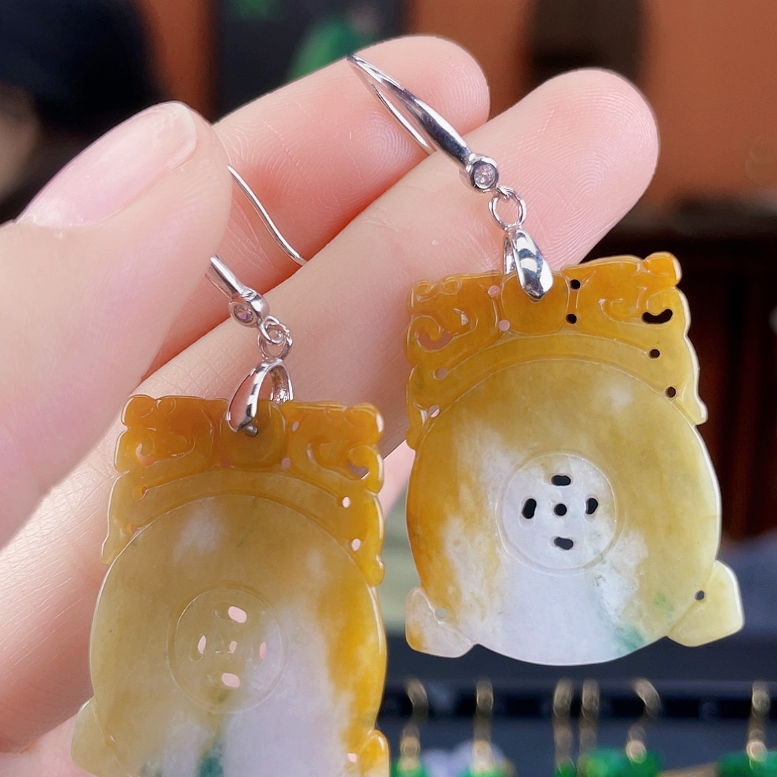 翡翠银S925镶嵌耳饰