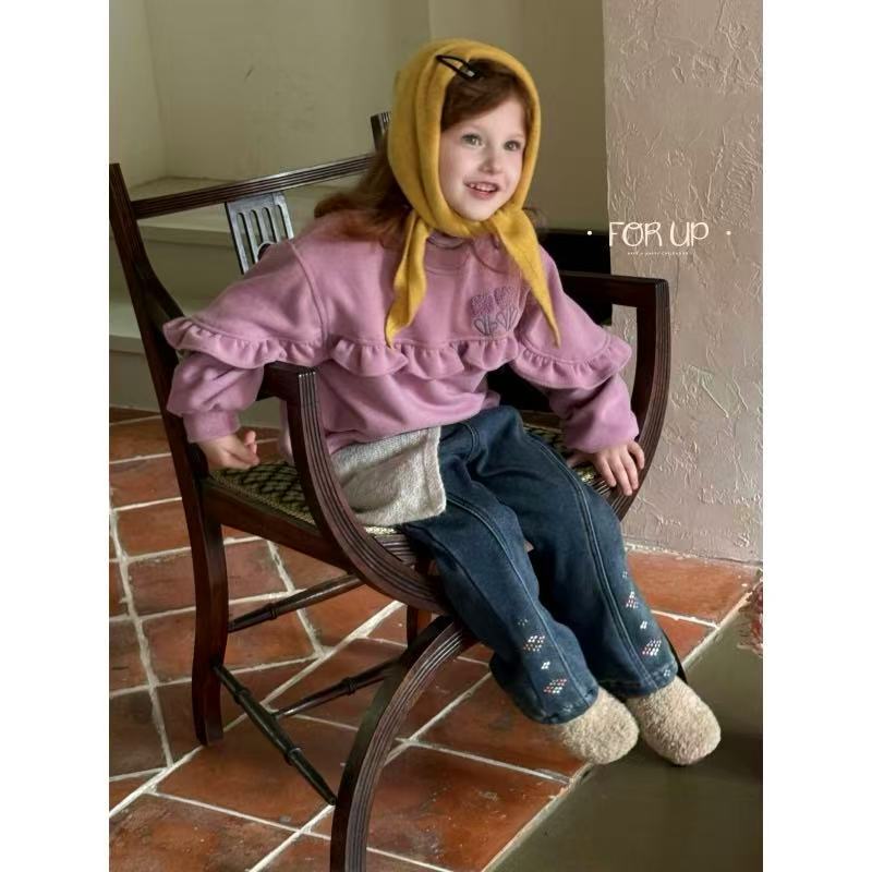 【现货冬款FORUP】女童冬装薇薇安花朵荷叶边加绒卫衣254-FU-65812