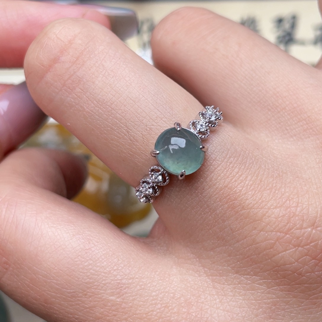 翡翠戒指银S925镶嵌戒指