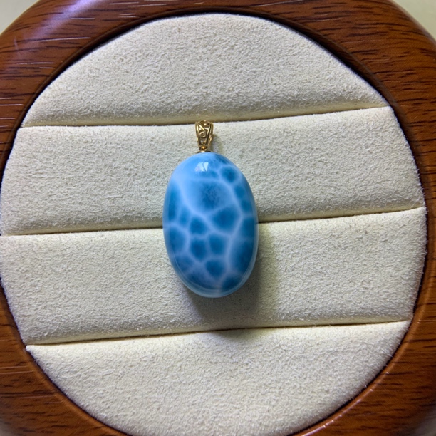 海纹石蛋面18k镶嵌龟背纹玉化料收藏级吊坠