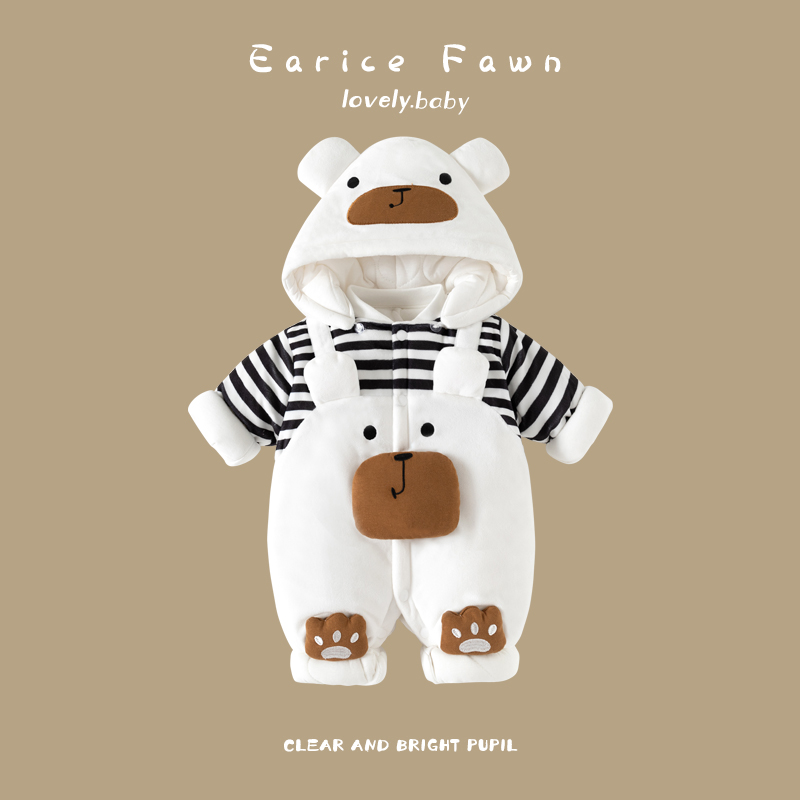 新生婴儿衣服冬季装连体衣宝宝加厚款套装棉衣满月服外出抱衣冬装