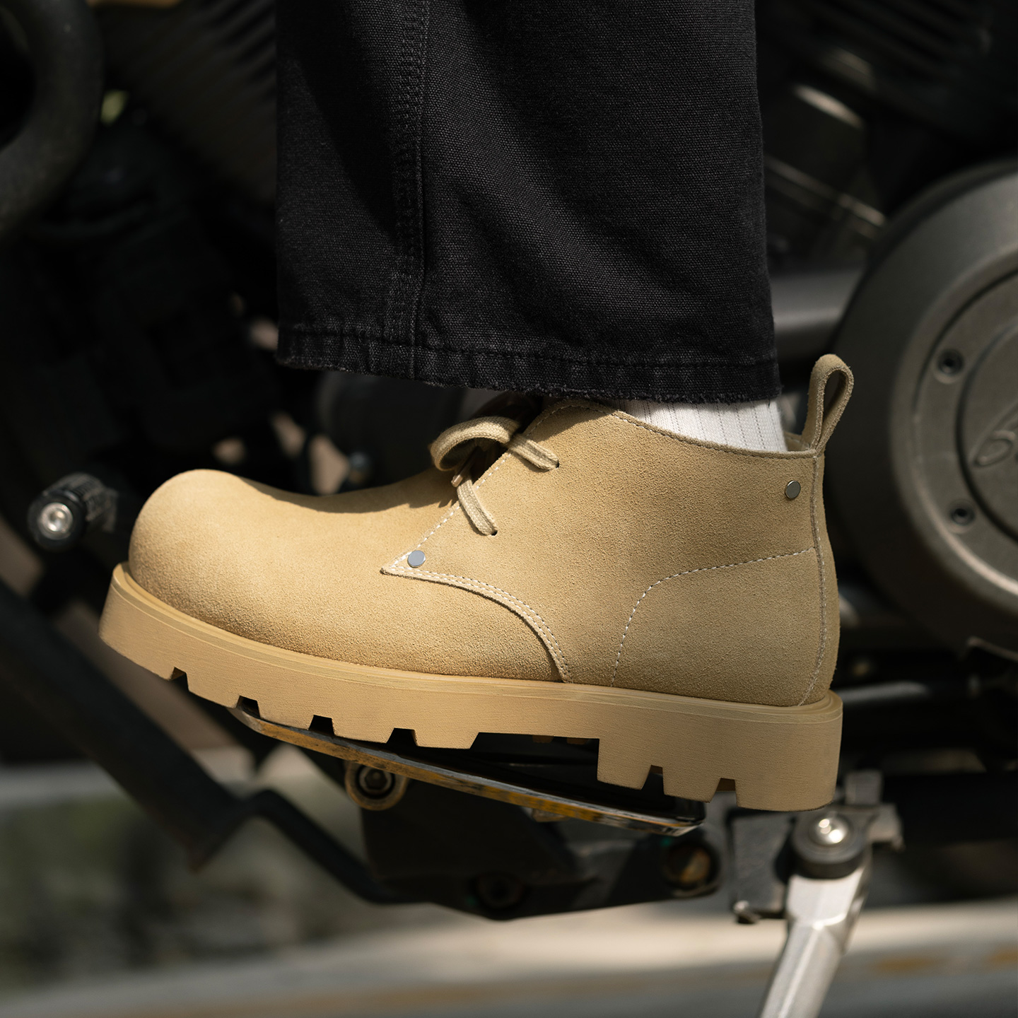 MRA米奇马丁靴男鞋中帮厚底德比鞋复古工装靴大黄靴圆头大头皮鞋