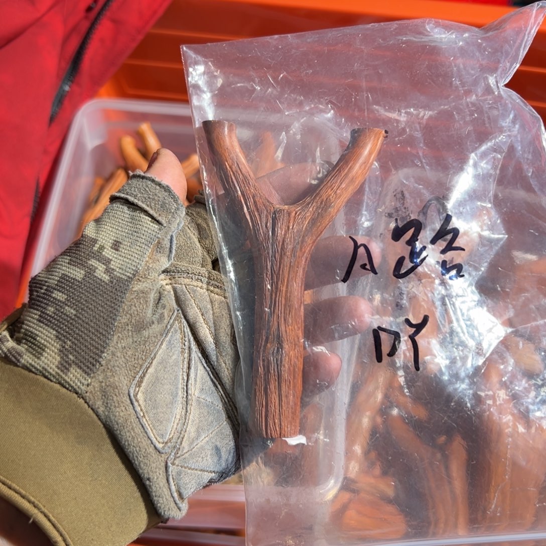 A****火琉璃树杈木弓手工制作