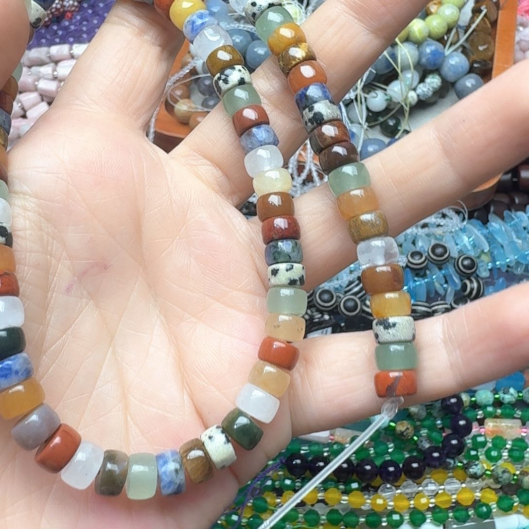 玛瑙/玉髓合金珠宝半成品一条7m多宝直切