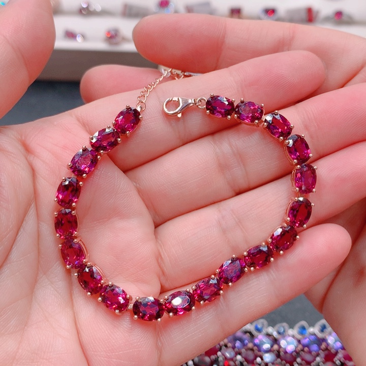 石榴石手链银S925镶嵌