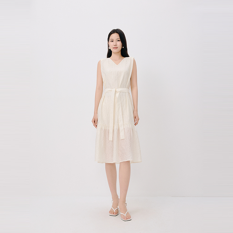 HPLY荷比俪25夏圆领收腰绑带通勤时尚气质修身连衣裙HVF31751107