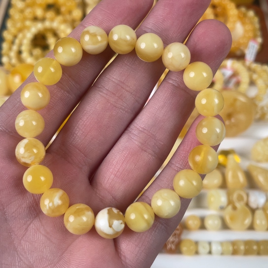 蜜蜡裸石未镶嵌单圈9+