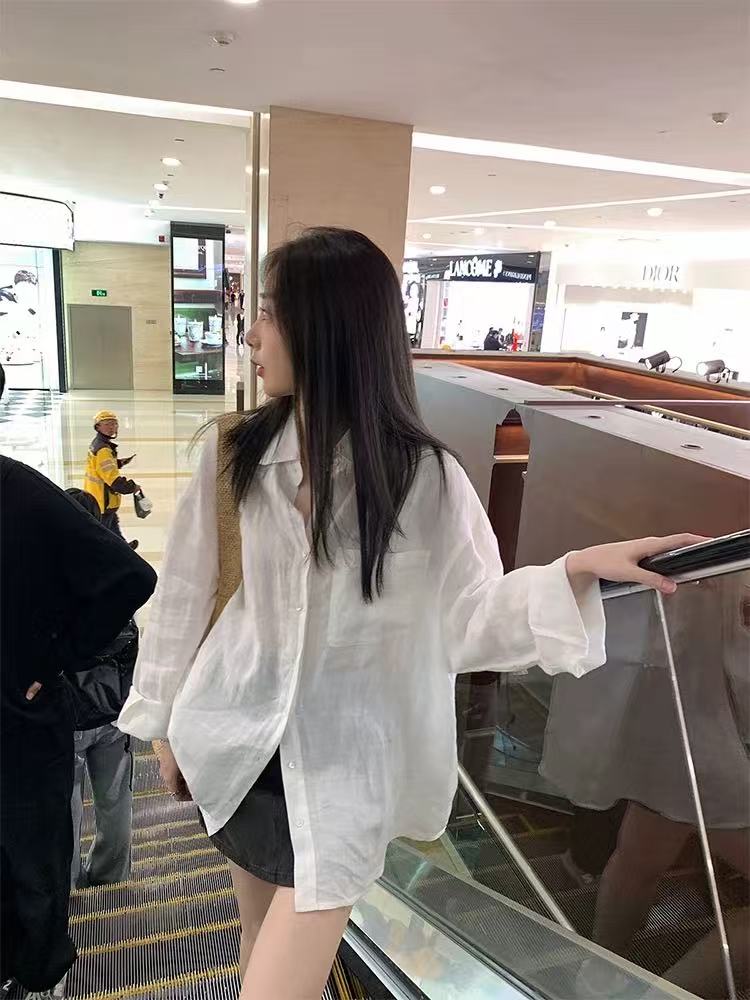 0066  GZQ1经典款长袖宽松衬衫女春夏新款高级感薄款防晒衬衣