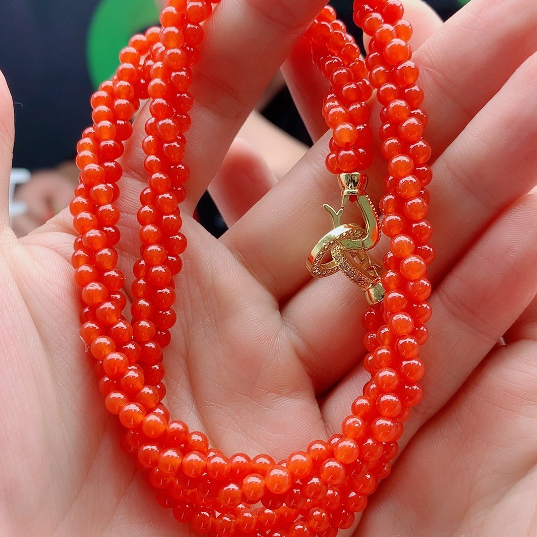 南红玛瑙银S925镶嵌颈饰