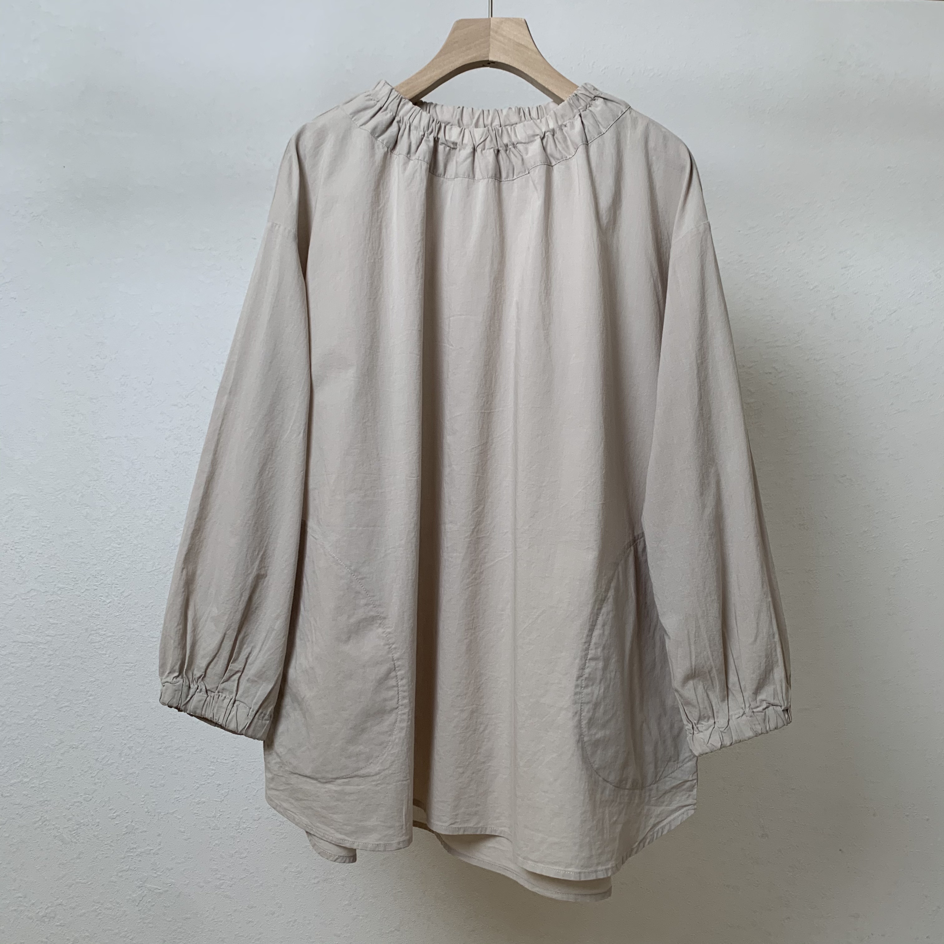 法式复古圆领高级纯色长袖衬衫春季新款宽松显瘦百搭上衣纯棉衬衣