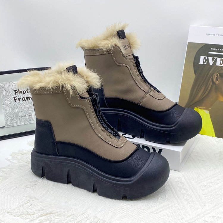 【爆款清仓】加厚加绒冬季棉鞋马丁厚底增高雪地靴女保暖百搭鞋Y-2