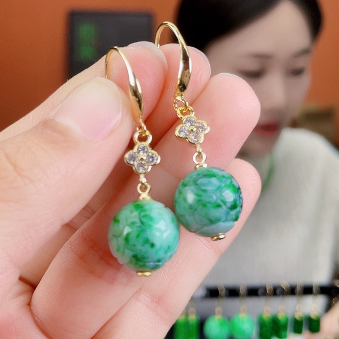 翡翠未镶嵌耳饰饰品