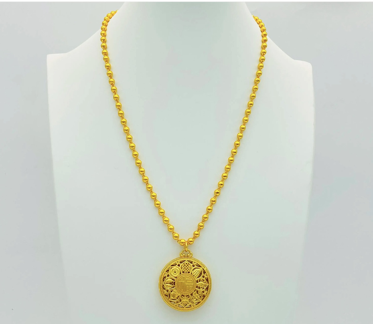 铜合金项链 铜合金项链 经典卡5珠珠项链配八宝罗盘福字款