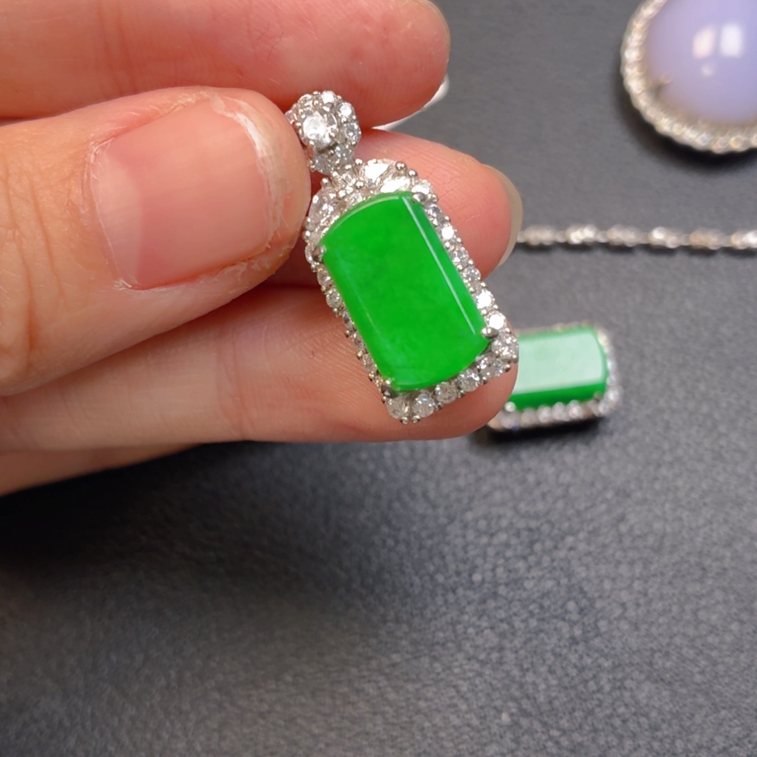 翡翠银S925镶嵌吊坠(不含链)