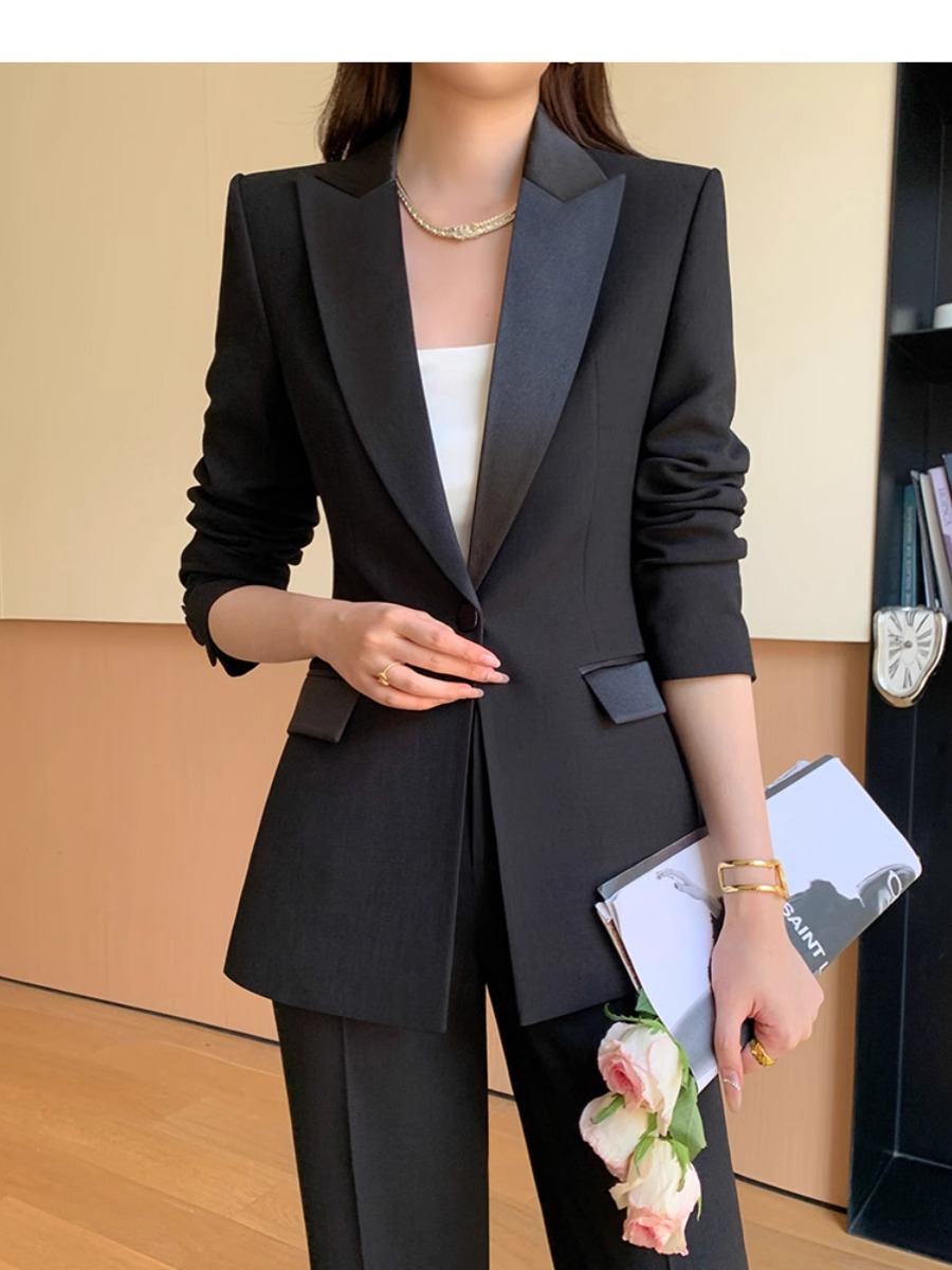 0267黑色一粒扣西装套装女春秋季新款长袖经理职业气质高级感西服