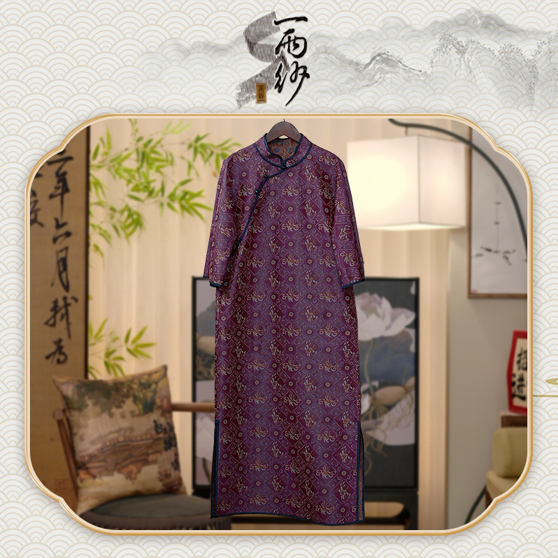 【朱雀●蜀锦旗袍】256116Q-P90桑蚕丝蜀锦连衣裙长袍新中式45