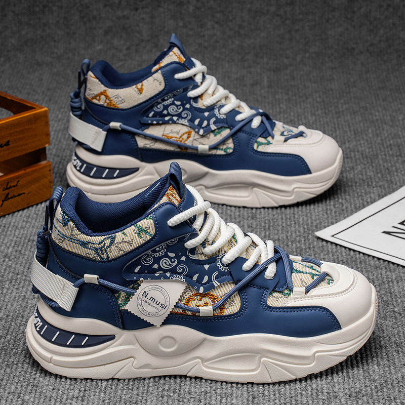 男鞋秋季新款高帮鞋子男士运动鞋潮流百搭厚底休F110