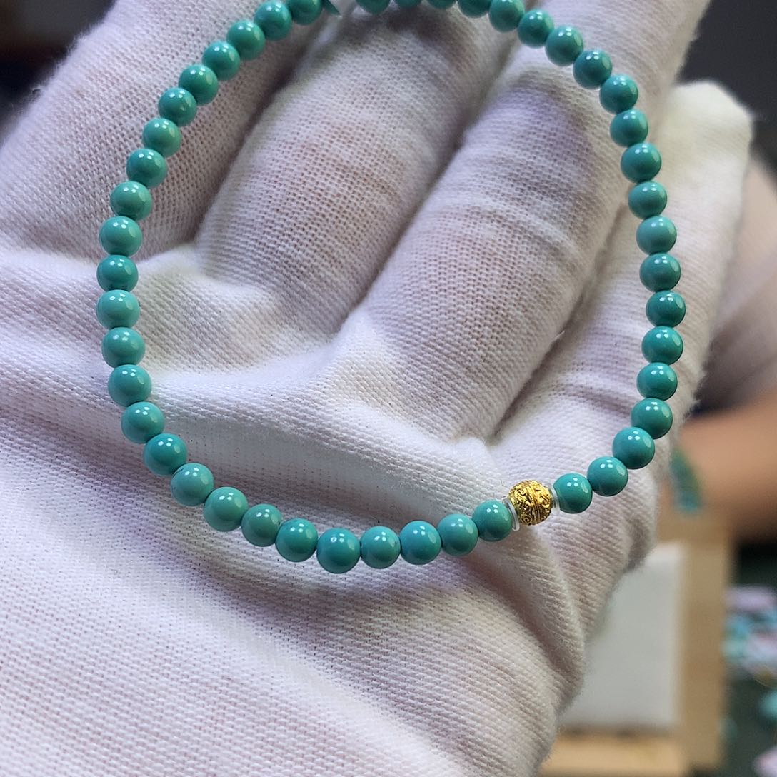 绿松石单圈18K金镶嵌