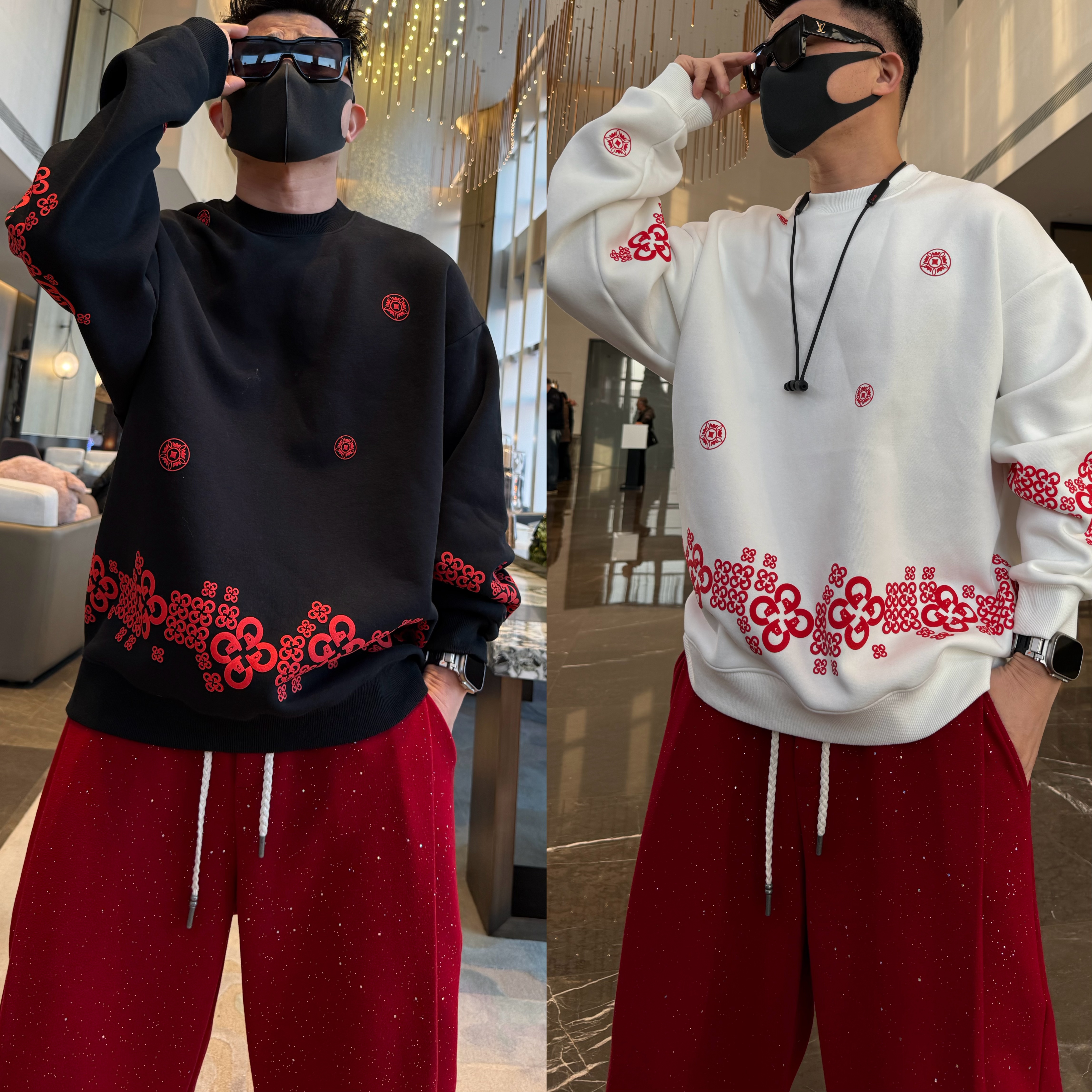 金先生【马年限定】马上有钱花立体发泡印花加绒扩版圆领长袖卫衣