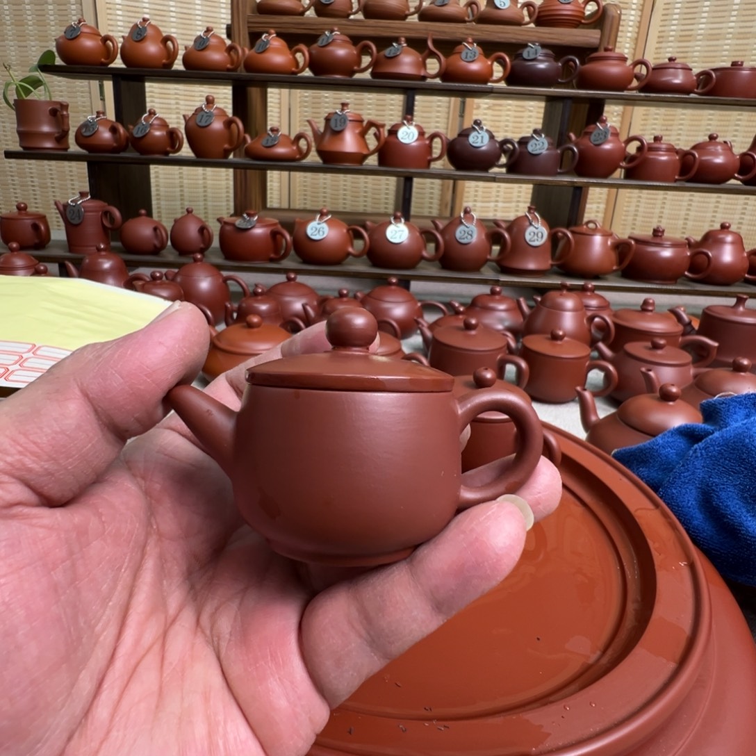 9***前茶壶紫砂潮州手拉朱泥壶，微瑕不退换