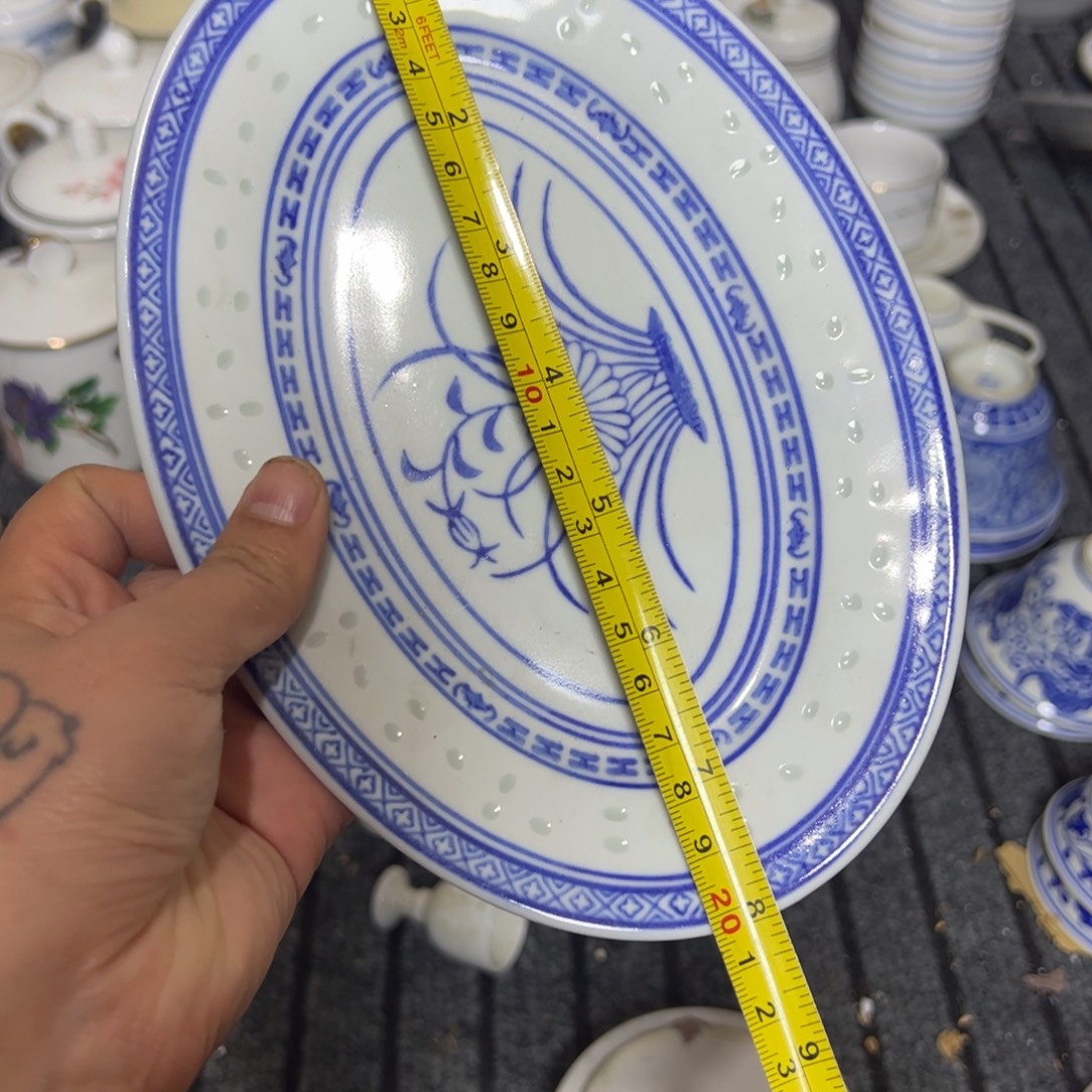 陶摆件20厘米花心鱼盘