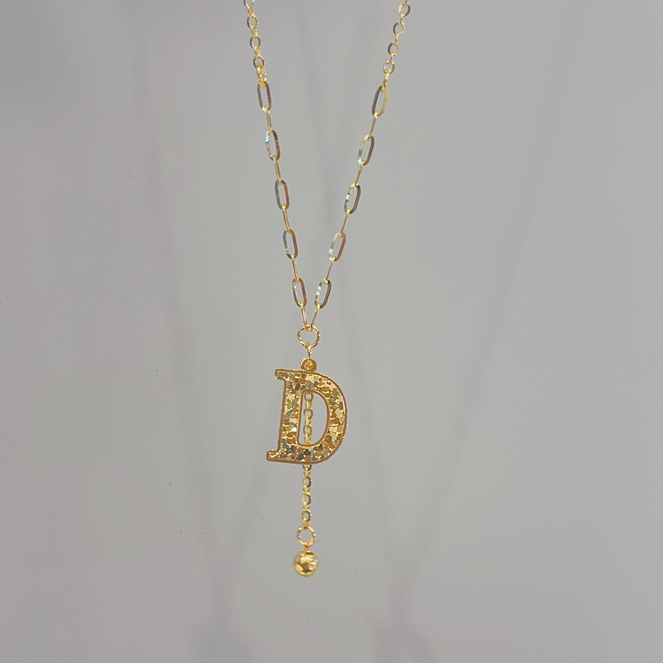 5G工艺足金999碎冰冰字母D流苏套链