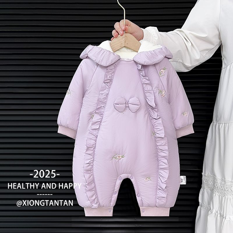 婴儿冬装衣服连体衣新生儿加厚宝宝哈衣外出服外出保暖棉服冬季