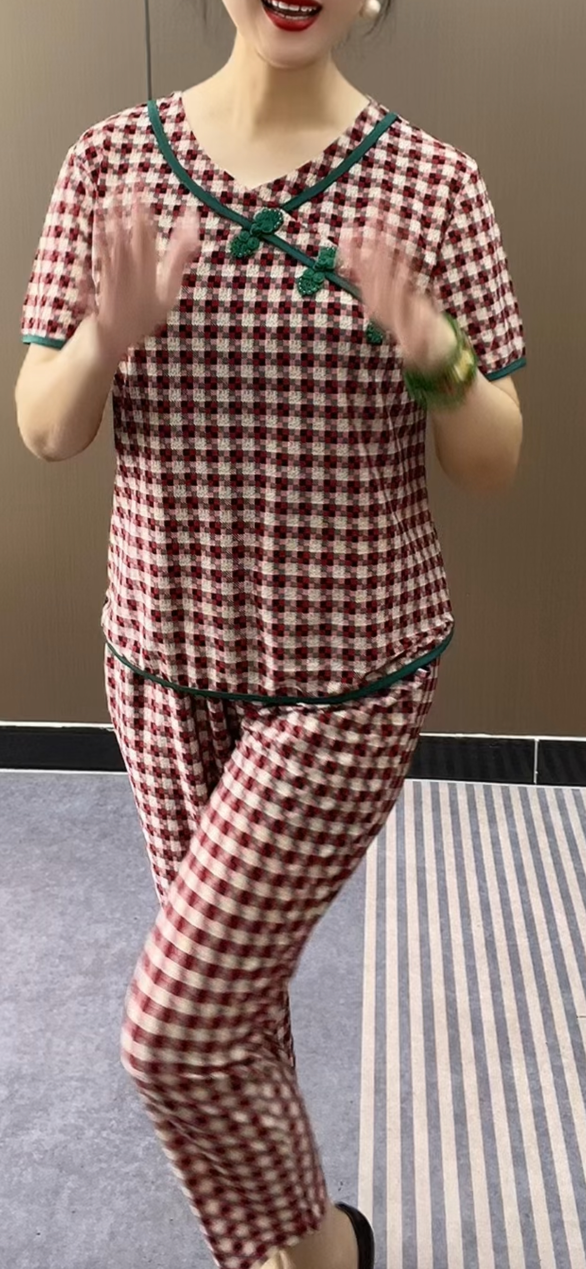 3699#夏季中老年妈妈装时尚国风盘扣套装