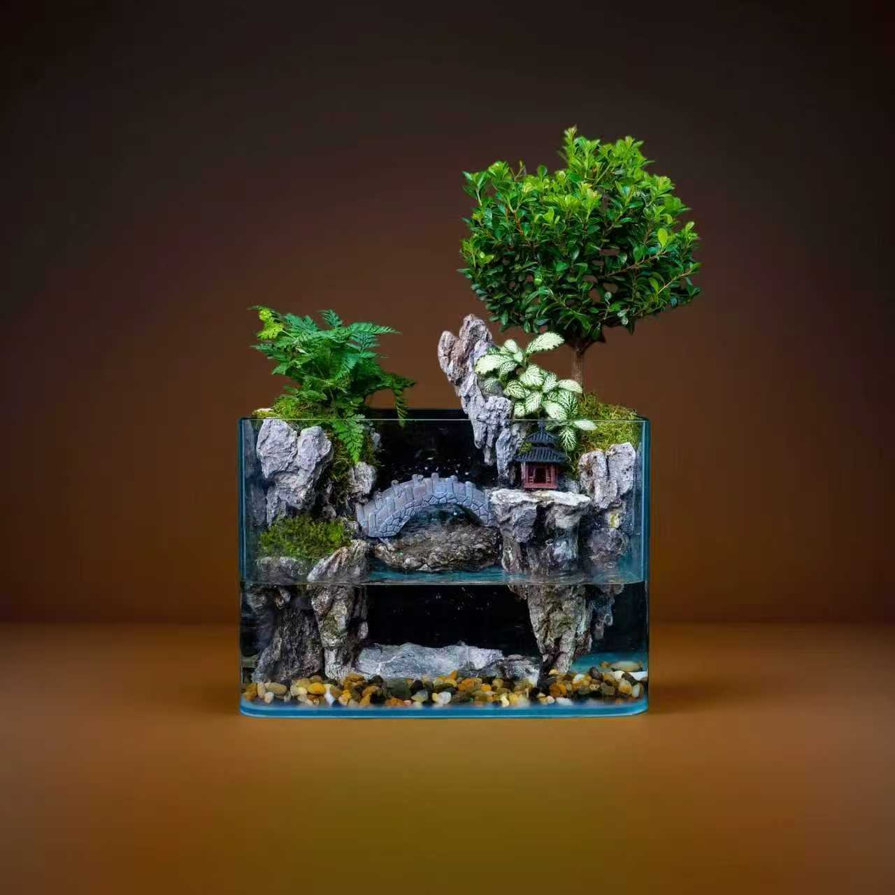 云舒—小叶赤楠松皮石盆栽茶壶茶台摆件尺寸25*16*18