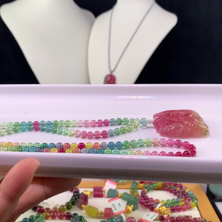 双色碧玺手链未镶嵌净*