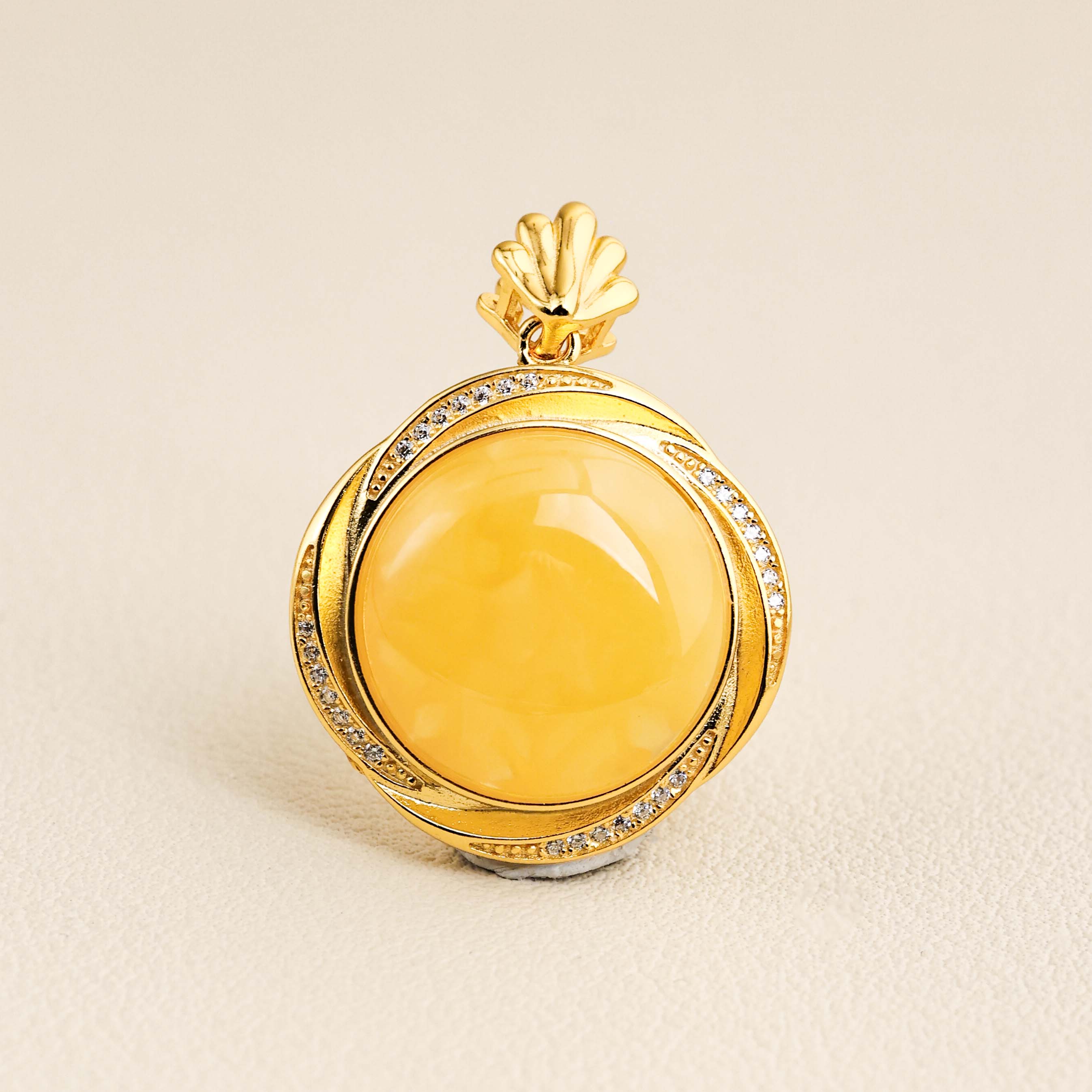 s925银蜜蜡蛋面吊坠-D8106-鹤