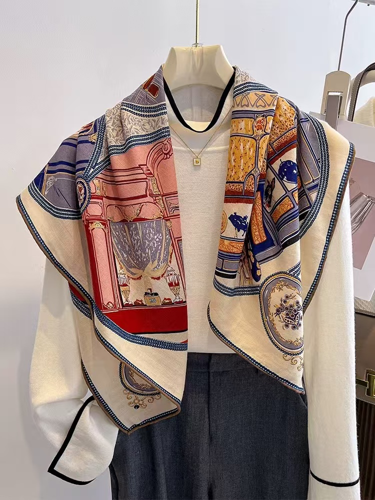 蔓雅【时尚买手店】安哥拉双面90女士围巾百搭气质优雅老钱风气质