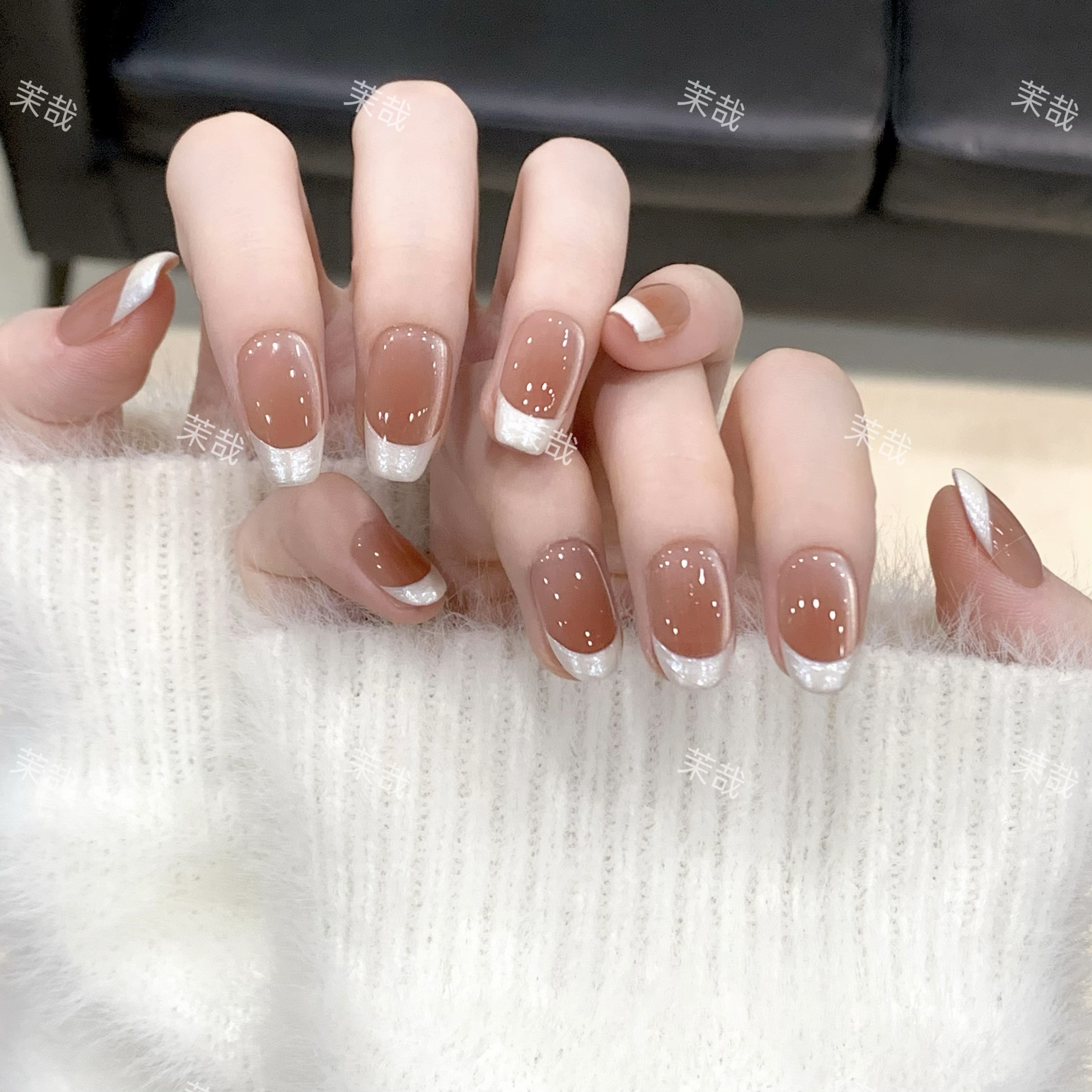 茉哉【梨花白】纯手工定制美甲拆卸穿戴甲A4212