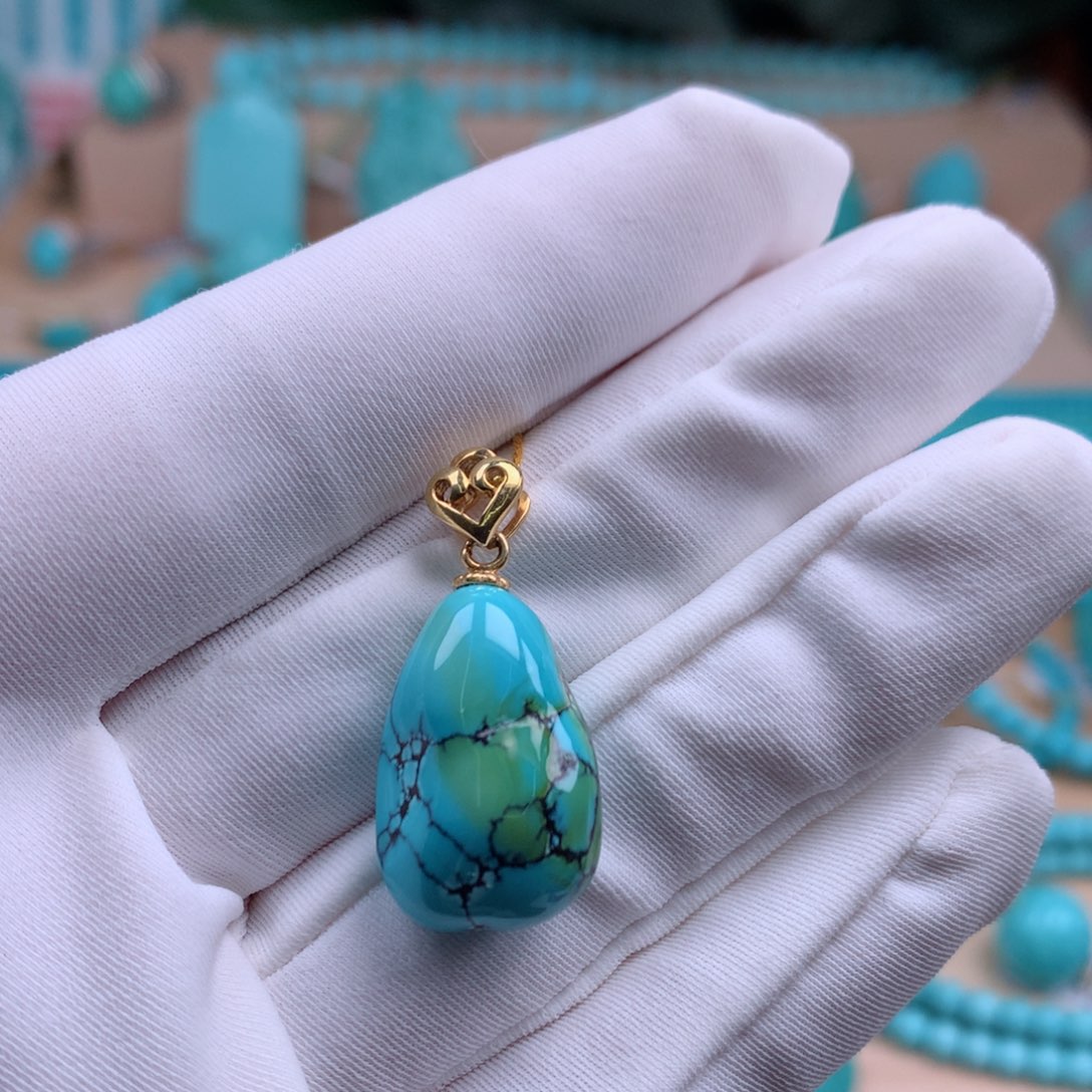 绿松石银S925镀金镶嵌珠宝奇石