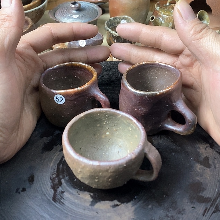 杯手工粗陶、柴烧茶器