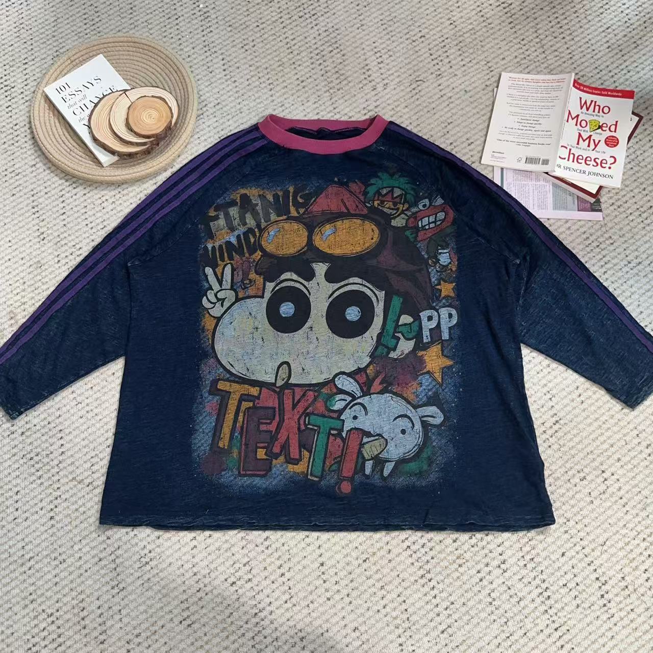 2025夏季新款宽松百搭时尚卡通印花长袖T恤4404