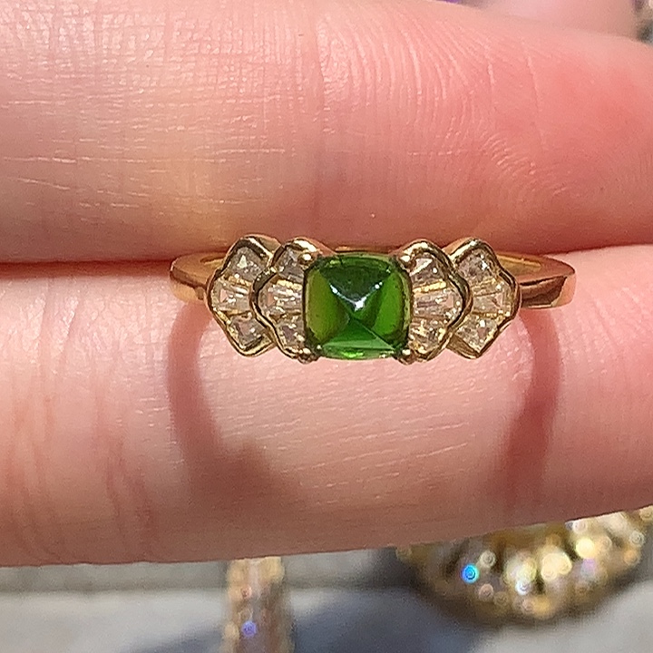 银S925镀金镶嵌戒指透辉石