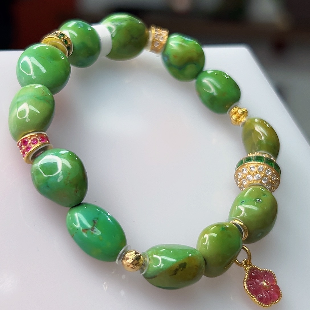 绿松石珠宝奇石18K金镶嵌