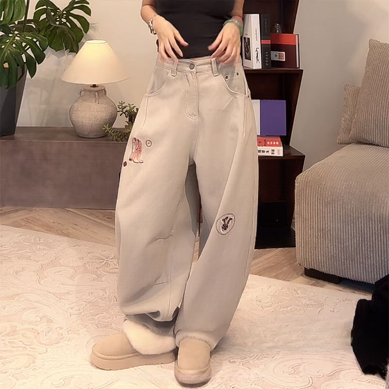 ZUOXIAOQI【现货】高跟鞋加绒加厚牛仔裤43（裤长103~106)