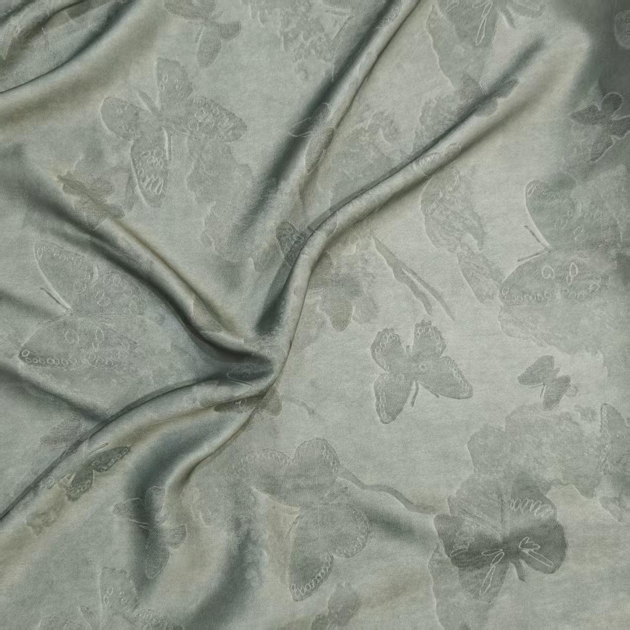 （喜物定制荷叶绿-炒色）14/定制桑蚕丝高品质面料（110门幅）