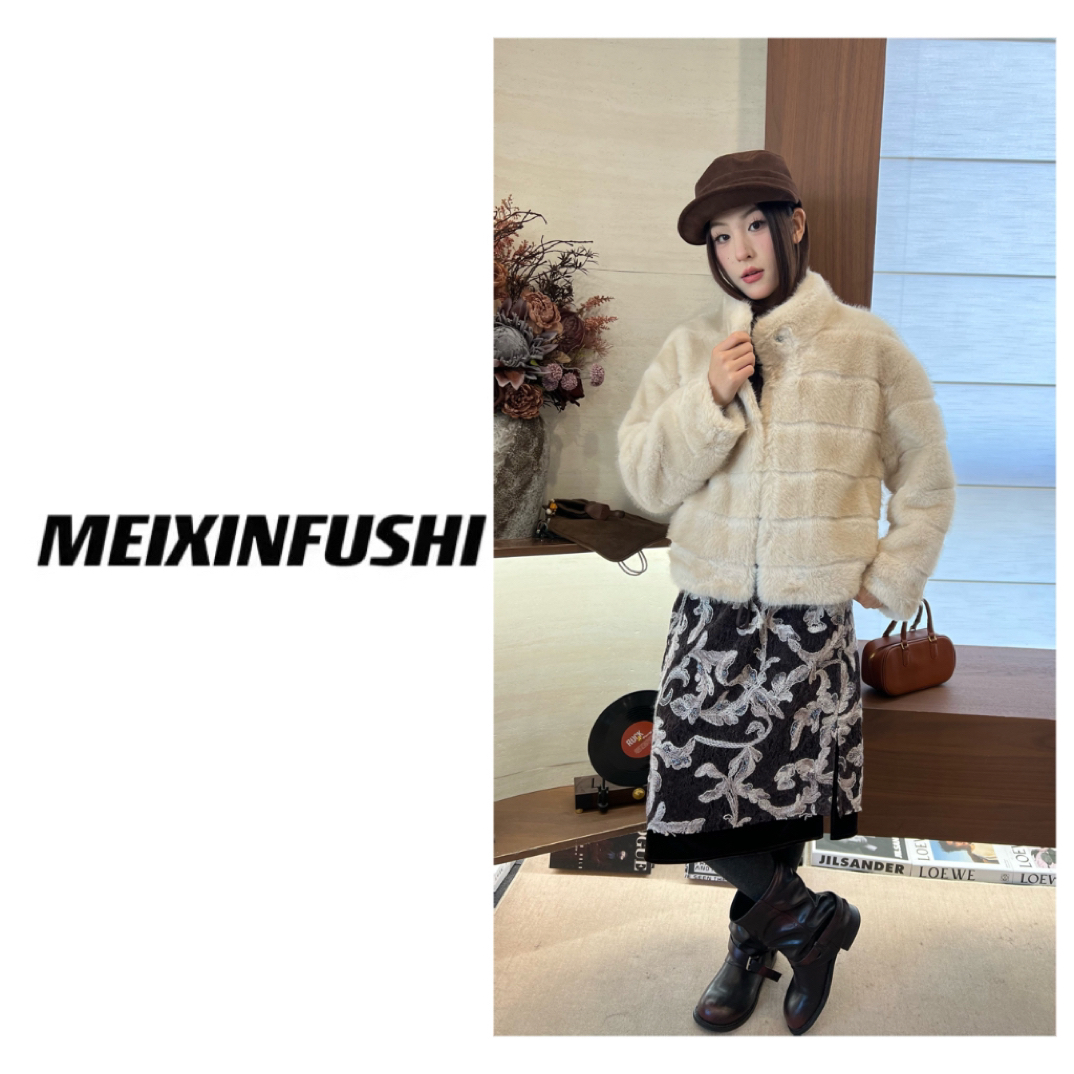 【Mei Xin】老钱中古感仿貂毛环保毛皮草外套冬/8198/D