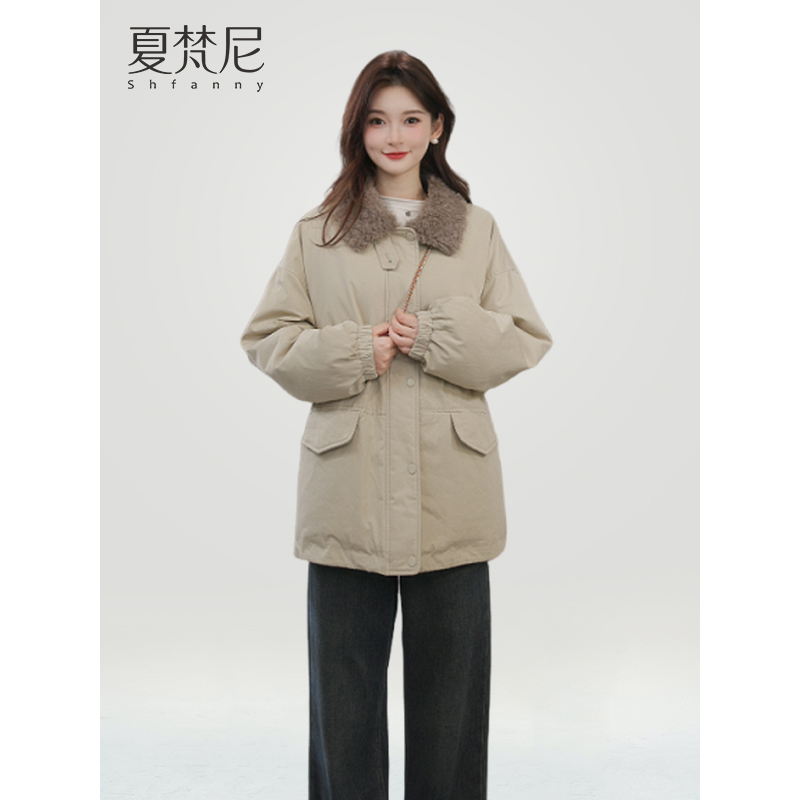 夏梵尼冬阳融雪2025年冬季新款韩系休闲毛毛领派克羽绒服
