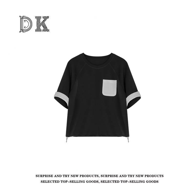 DK 2025夏季 撞色拼接时尚圆领休闲百搭短袖T恤 92882 