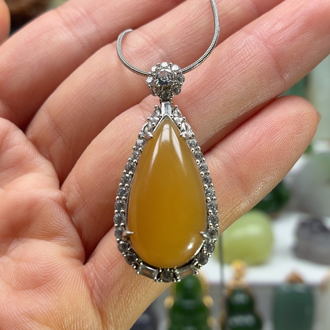 和田玉银S925镶嵌颈饰