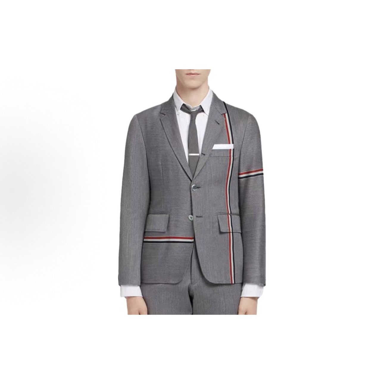 未使用 THOMBROWNE 三色织带休闲西服外套/4码/WL1815