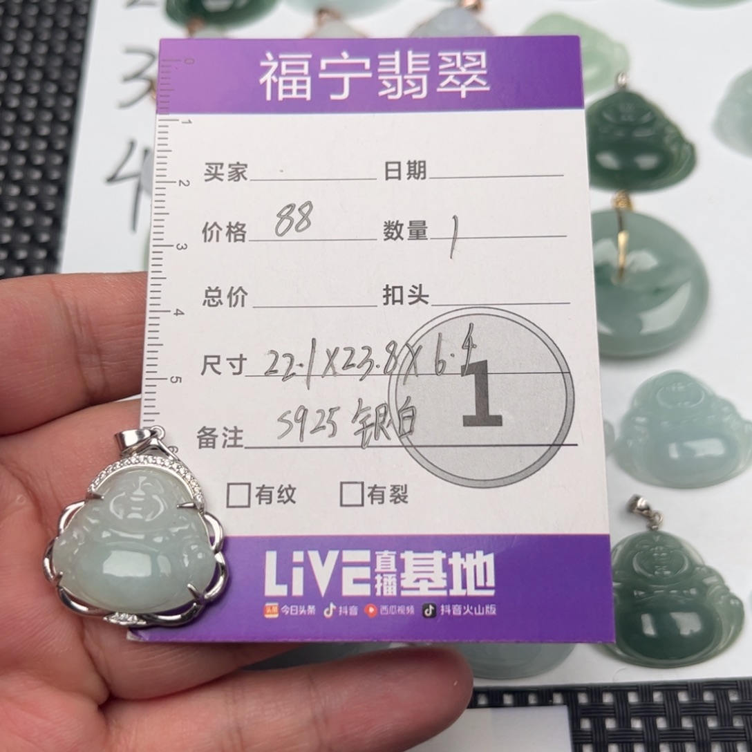 翡翠颈饰银S925镶嵌吊坠